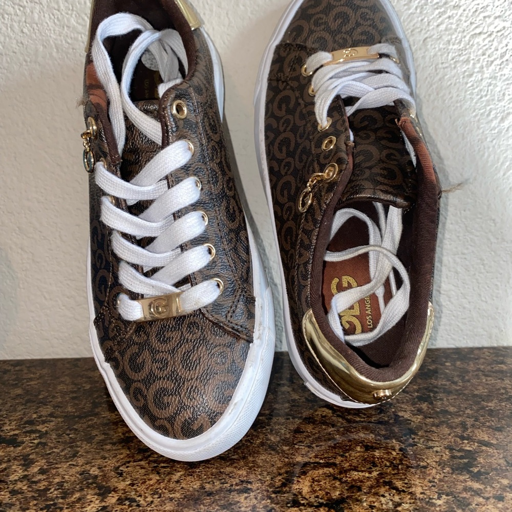 Brown and Gold Patterned Sneakers